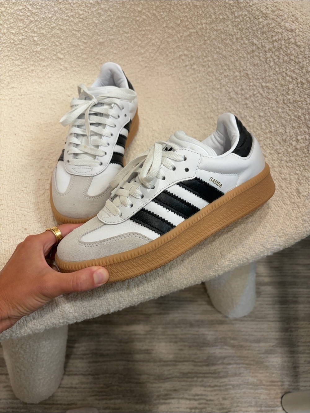 adidas Samba Women's Sneakers in White, Black & Gum